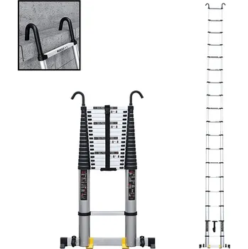 Železářství MXM Teleskopický žebřík s háky - 8m, hliníkový