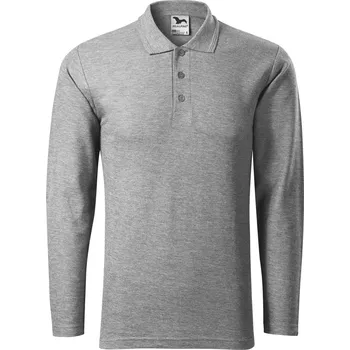 Pánská košile MALFINI PIQUE POLO LS 221 / Pánská polokošile, dl. rukáv - tmavě šedý melír M