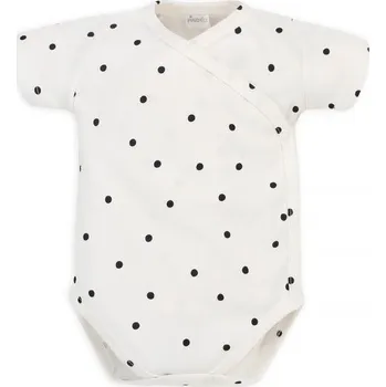 Kojenecký body PINOKIO Body zavinovací krátký rukáv Tres Bien puntíky KRÉMOVÁ - 56