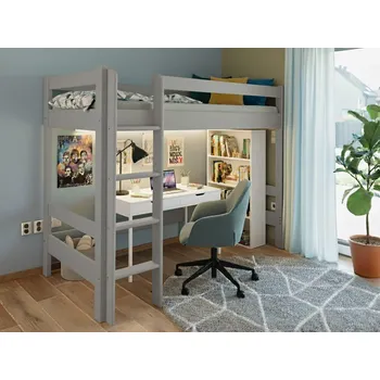 Dětská postel Patrová postel horní spaní Max - borovice Rozměr: 90x200, Odstín: Šedá krycí barva