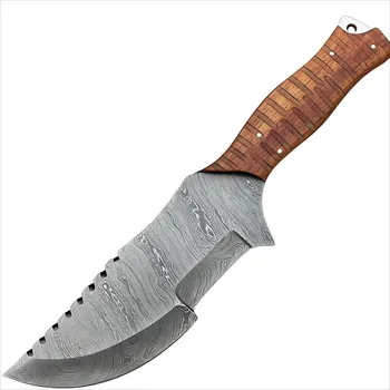 Kuchyňský nůž IZMAEL Damaškový outdoorový nůž MI 38744 Hnědá 11.5 cm