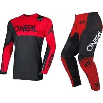 Moto dres Motokrosový / enduro komplet kalhot a dresu ONEAL ELEMENT RACEWEAR barva černá/červená velikost S+30 (volný střih dresu poskytuje maximální volnost pohybu)