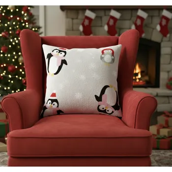 Polštář Vánoční polštář WINTER PETS tučňák, 40x40 cm, mikrovlákno Varianta: Povlak na polštář s výplní, 40x40 cm