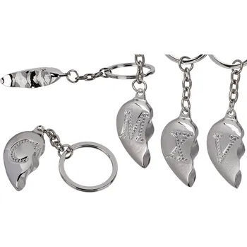 Přívěsek na klíče půl srdce písmeno E