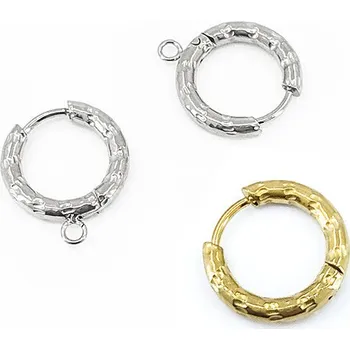 Materiál na výrobu šperku Kruhové náušnice z chirurgické oceli 316L 15mm - 1Ks - Ne / Nerez SL