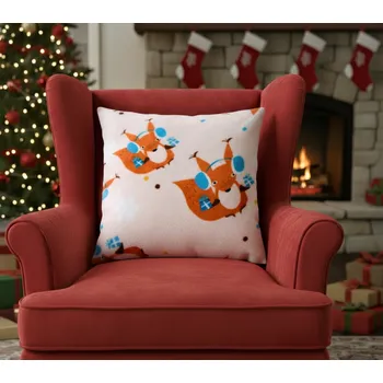 Polštář Vánoční polštář X-MAS FRIENDS veverka se sluchátky, mikrovlákno 40x40 cm Varianta: Povlak na polštář, 40x40 cm