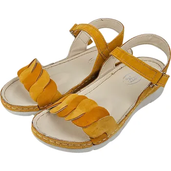 Dámské sandále N 101 -15SA žluté zdravotní kožené sandály s podporami kleneb nožních 40