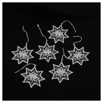 Vánoce Háčkované závěsné hvězdy sada 6 ks