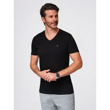 Pánské tričko Pánské tričko V-NECK s elastanem - černé V3 OM-TSCT-0106 - L