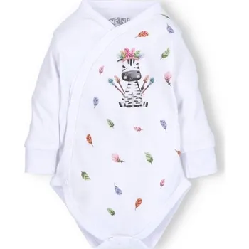 Kojenecký body NINI Zavinovací body dlouhý rukáv Zebra BÍLÉ - 56