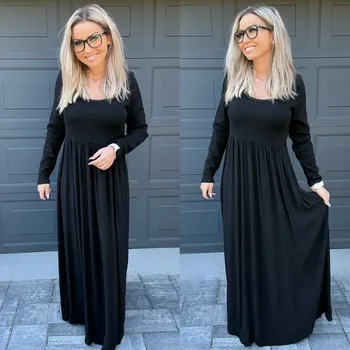 Dámské šaty Dlouhé šaty s rukávem CLAUDIE Černá