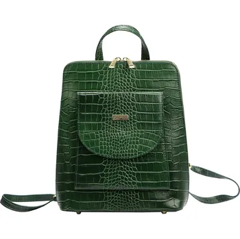 Městský batoh Dámský kožený batoh MiaMore 01-010 CROCO zelený