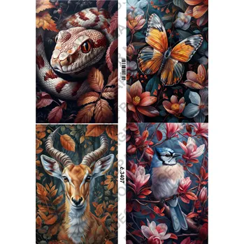 Umělecký papír Rýžový a soft papír na decoupage - Animal zvířata - KB3407 Materiál: Soft, Rozměr: A4