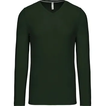 Pánské tričko KARIBAN VINTAGE V-NECK K358 / Pánské tričko s dlouhým rukávem - forest green L