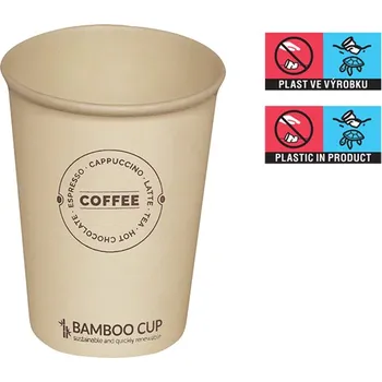 Jednorázové nádobí Kelímek papírový ECO BAMBOO 7oz 180/210ml 70mm Vending - EU logo - 1000 ks