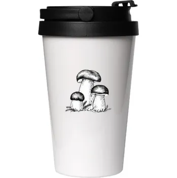 Cestovní nerezový hrnek s potiskem houbová rodina