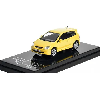 autíčko Honda Civic Type R EP3 2001 žlutá RHD Pravostranné Řízení 1:64 - PARAGON Models Honda Civic - kovový model