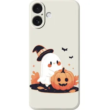 Pouzdro na mobilní telefon Ochranný kryt se vzorem ducha s dýní pro iPhone 17 - béžový