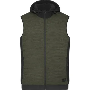 Pánské oblečení DAIBER JN 1848 / Pánská pletená fleecová vesta - olive melange/black XXL