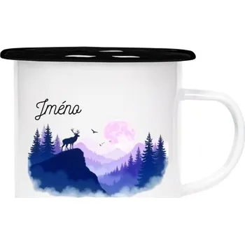 Plecháček - smaltový lem s potiskem Jelen při úplňku