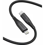 DATOVÝ KABEL SWISSTEN SOFT SILICONE USB-C / LIGHTNING 0,4 M ČERNÝ