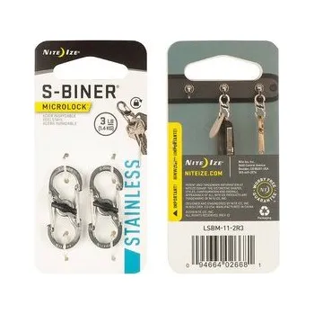 pomocná karabina Nite Ize - S-Biner MicroLock - Stalowy - 2Pack - LSBM-11-2R3