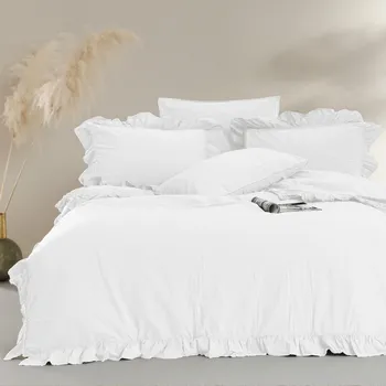 Povlečení BAVLNĚNÉ LOŽNÍ POVLEČENÍ STONEWASHED 160X200 CM, 2 KS 70X80 CM BÍLÁ