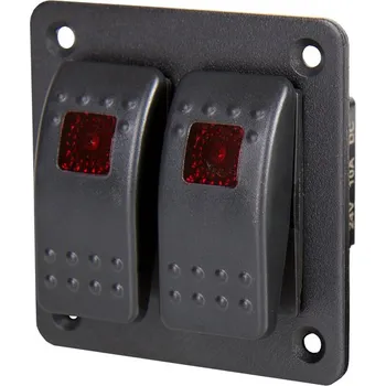 Příslušenství ke karavanu Hliníkový spínací panel Carbest se dvěma kolébkovými spínači (12/24V)