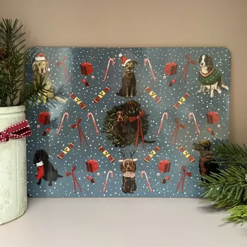 prostírání Korkové vánoční prostírání Christmas Dogs - Alex Clark, 29 x 21,5 cm (Prostírání se psem, pejsci)