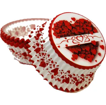 Jednorázové nádobí Košíčky papírové Srdce, 50 ks, v.30xpr.50 mm