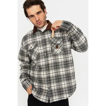 Pánská košile Brixton Builders Bowery Perf Flannel (off white/black) L, barevná