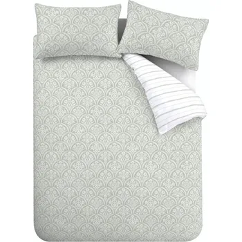 Povlečení Bílo-zelené povlečení na jednolůžko z bavlněného perkálu 135x200 cm Scallop Floral – Bianca ID_1744334