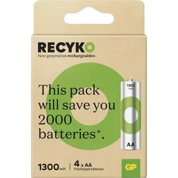 GP Recyko 1300, 4ks AA (HR6) nabíjecí baterie