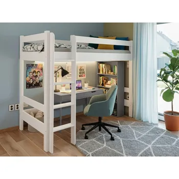 Dětská postel Patrová postel horní spaní Max - borovice Rozměr: 80x200, Odstín: Bílá krycí barva