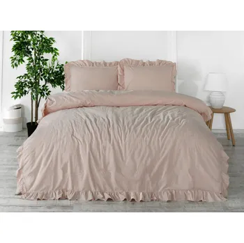 Povlečení BAVLNĚNÉ LOŽNÍ POVLEČENÍ STONEWASHED 160X200 CM, 2KS 70X80 CM PÚDROVÁ