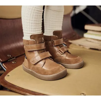 Chlapecká obuv Zimní barefoot boty BASIL STRAP TEX - COGNAC, Bundgaard Velikost: 27