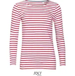 SOL´S MARINE / Dámské pruhované tričko s dlouhým rukávem - white/red XXL