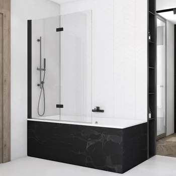 Vanová zástěna RONAL SOLINO Dvoudílná skládací vanová zástěna černá mat Screen SOLB2G0900687