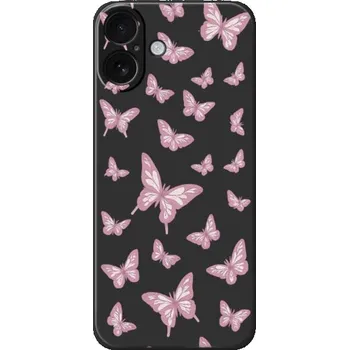 Pouzdro na mobilní telefon Ochranný kryt se vzorem motýlů pro iPhone 17 - černý