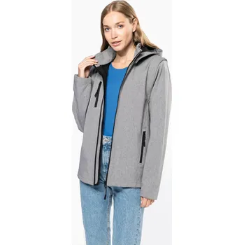 KARIBAN VINTAGE K422 / Softhellová bunda s kapucí - marl grey 4XL