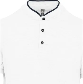 Pánská košile KARIBAN VINTAGE K223 / Pánská polokošile s mao límečkem - white/navy XXL