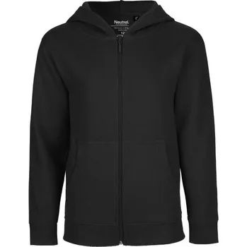 Dívčí mikina NEUTRAL O 13301 / Dětská mikina na zip s kapucí z bio bavlny - black 140-146