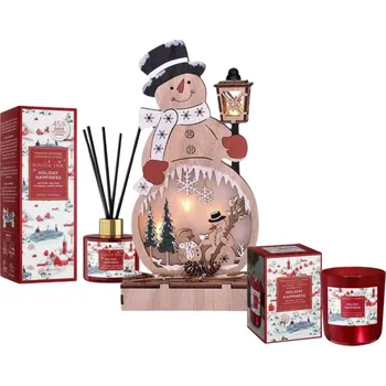 Vánoce Sada Sněhulák dřevěný + Bartek svíčka + Bartek difuzer Holiday Happiness