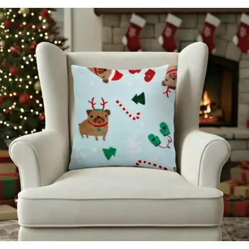 Polštář Vánoční polštář X-MAS PETS motiv pejskové, 40x40 cm, mikrovlákno Varianta: Povlak na polštář, 40x40 cm