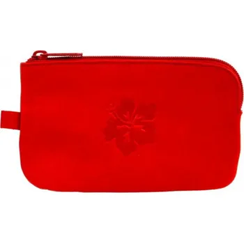 Dámská velká kožená klíčenka 1039-A červená s kytičkou