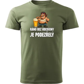 Pánské tričko Pánské tričko s potiskem KOCOVINA Barva: KHAKI ZELENÁ, Velikost: L