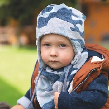 Čepice Dětský nákrčník dvojitý vzor maskáč originál