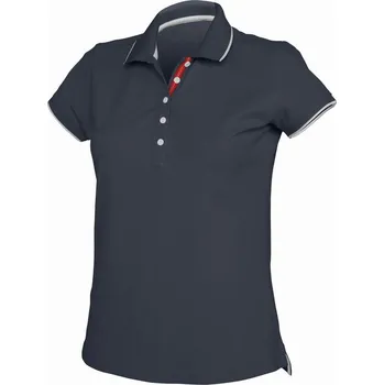 Dámské oblečení KARIBAN VINTAGE K252 / Dámská polokošile s krátkým rukávem - navy/white/red L