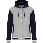 KARIBAN VINTAGE TEDDY K4003 / Unisex mikino/bunda - oxford grey/navy/white XXXL