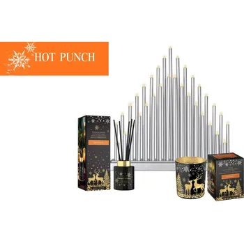 Svícen CITY VD-AXZ202050 svícen vánoční stříbrný + Bartek svíčka + Bartek difuzer HOT Punch